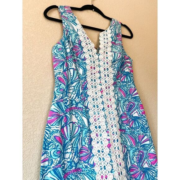 Lilly Pulitzer My Fans Blue Shift Dress Size 6 - Picture 2 of 6